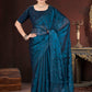Sequin Cross Stitch Border Saree