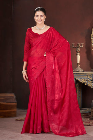 Sequin Cross Stitch Border Saree