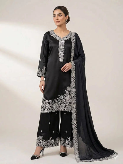 French Crepe Embroidered Palazzo Kurta Set