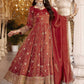 Rust Sequin Embroidered Anarkali