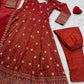 Rust Sequin Embroidered Anarkali