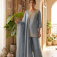 Zazu Silk Kurta Palazzo With Zari Embroidery