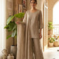 Zazu Silk Kurta Palazzo With Zari Embroidery
