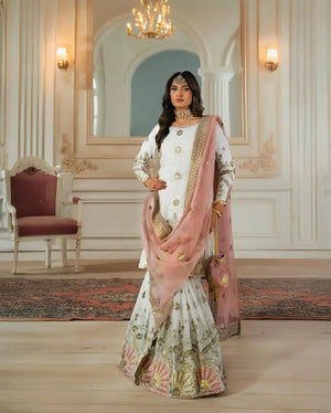 Designer Faux Georgette Embroidered Sharara Set