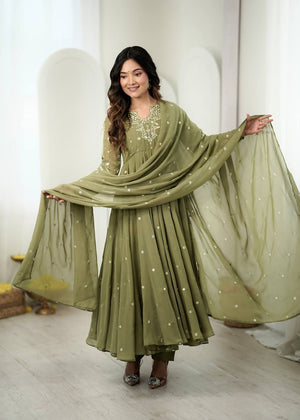 Mirror Sequin Embroidered Anarkali