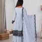Thread Work Natural Crepe Kurta Pant Set with Dupatta