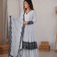 Thread Work Natural Crepe Kurta Pant Set with Dupatta