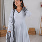 Thread Work Natural Crepe Kurta Pant Set with Dupatta