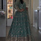Teal Sequin Embroidered Gown