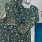 Teal Sequin Embroidered Gown