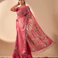 Floral Lichi Silk Saree with Zari Border