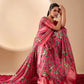 Floral Lichi Silk Saree with Zari Border