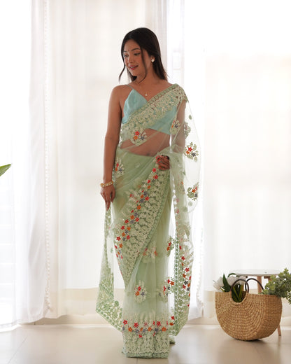 Floral Aari Embroidered Saree