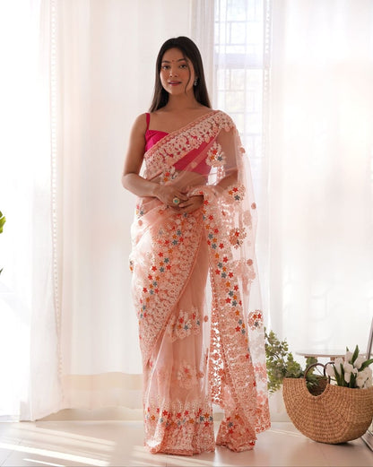 Floral Aari Embroidered Saree
