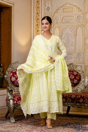 Chikankari Embroidered Cotton Gown
