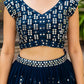 Navy Georgette Lehenga With Mirror Sequin Work