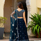 Navy Georgette Lehenga With Mirror Sequin Work