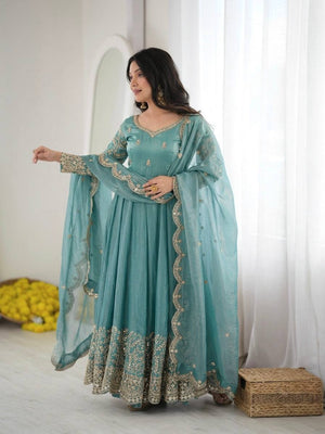 Scarlet Sequin Embroidered Anarkali Set