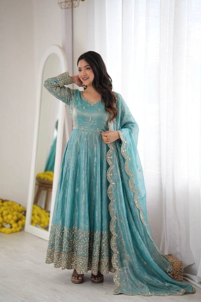 Scarlet Sequin Embroidered Anarkali Set