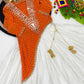 Orange Asymmetric Mirror Lehenga