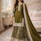 Heavy Fandy Silk Embroidered Top Sharara Palazzo Set with Dupatta