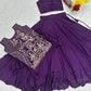 Purple Vichitra Silk Festival Lehenga Choli Set with Embroidered Shrug