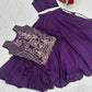Purple Vichitra Silk Festival Lehenga Choli Set with Embroidered Shrug