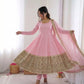 Heavy Sequence Work Border Roman Silk Anarkali set With Dupatta For Partywear