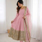 Heavy Sequence Work Border Roman Silk Anarkali set With Dupatta For Partywear