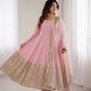 Heavy Sequence Work Border Roman Silk Anarkali set With Dupatta For Partywear