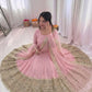 Heavy Sequence Work Border Roman Silk Anarkali set With Dupatta For Partywear