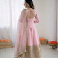 Heavy Sequence Work Border Roman Silk Anarkali set With Dupatta For Partywear