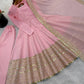 Heavy Sequence Work Border Roman Silk Anarkali set With Dupatta For Partywear