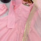 Heavy Sequence Work Border Roman Silk Anarkali set With Dupatta For Partywear
