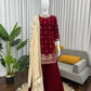 Embroidered Velvet Palazzo Suit Set