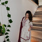 Maroon Embroidered Farshi Set
