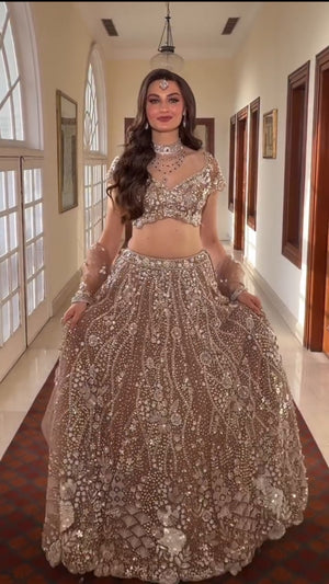 Mauve Sequin Dori Lehenga Set
