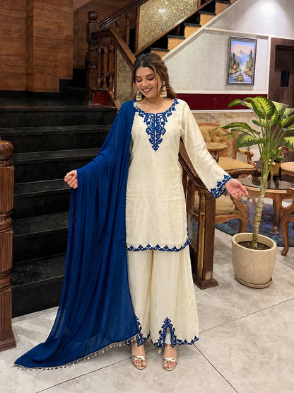 Royal Blue Cutwork Kurta Set