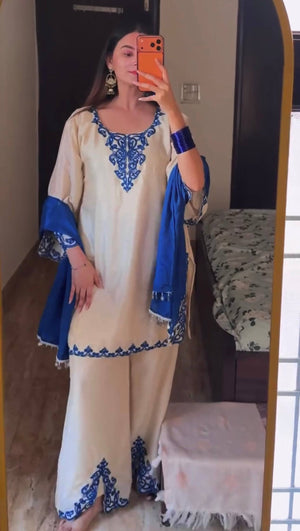 Royal Blue Cutwork Kurta Set