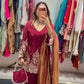 Maroon Sequin Sharara Set