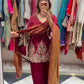 Maroon Sequin Sharara Set