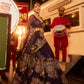 Navy Lotus Embroidered Lehenga