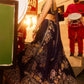 Navy Lotus Embroidered Lehenga