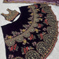 Navy Lotus Embroidered Lehenga