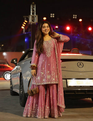 Dusty Rose Sequin Silk Suit