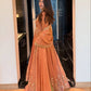 Rust Zari Embroidered Lehenga