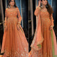 Rust Zari Embroidered Lehenga