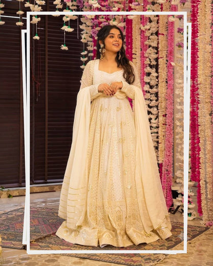 Ivory Sequin Anarkali Gown