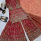 Crushed Silk Sharara Set With Sequin Embroidery