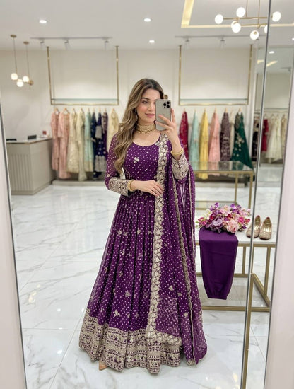 Violet Bandhani Sequin Gown